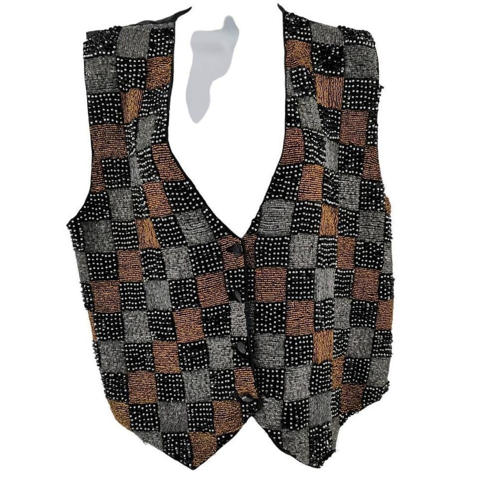 Vintage Silver & Gold Beaded Vest